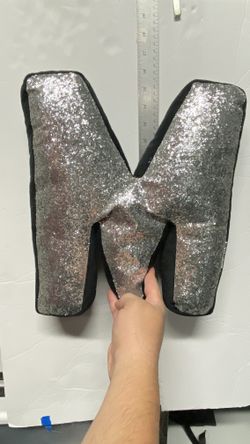 Pillow Black Satin And Sparkling Glitter 13”  - “M”