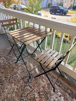 IKEA Tarno acacia 3-piece patio set, outdoor table and two chairs