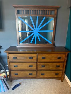 6-Drawer Dresser with Mirror – Mission/Craftsman Style