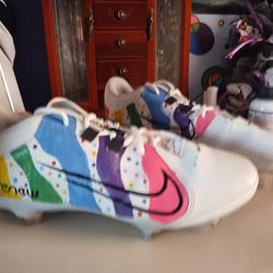 Women's Size 9 Custom Rainbow Confetti Softball Cleats Nike Renew Hyperdiamond 4