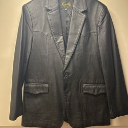 Scully Black Leather Tow-Button Blazer