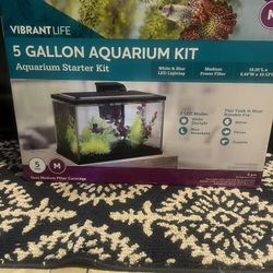 5 Gallon Glass Aquarium Starter Kit With 1 Ornament. New