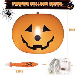 Halloween LED Pumpkin Decorations Lights - 9 Pack Pumpkin Balloons with String Lights Party Supplies,Halloween lights Pumpkin Decor Glowing Latex Ball