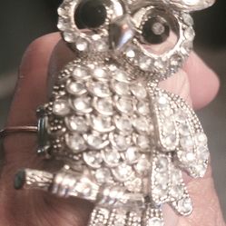 Beautiful Rhinestone OWL STRETCH RING 