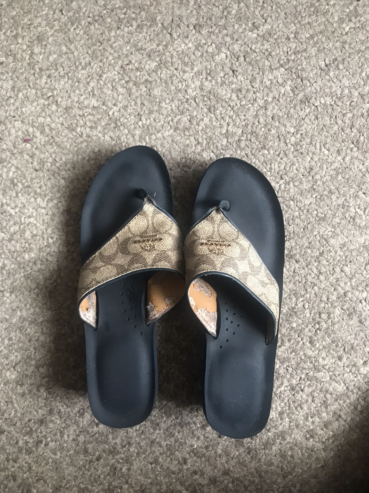 Coach Flip Flop Sandals With Wedge Heel Size 9.5B