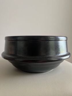 Vintage Black Glazed Ceramic Bowl / Planter