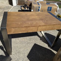 Real Solid Walnut Wood Desk With Stainless Steel Legs 