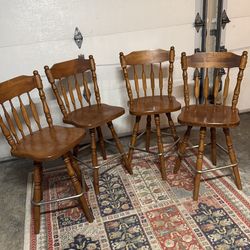 4 Alder Wood Bar Stools