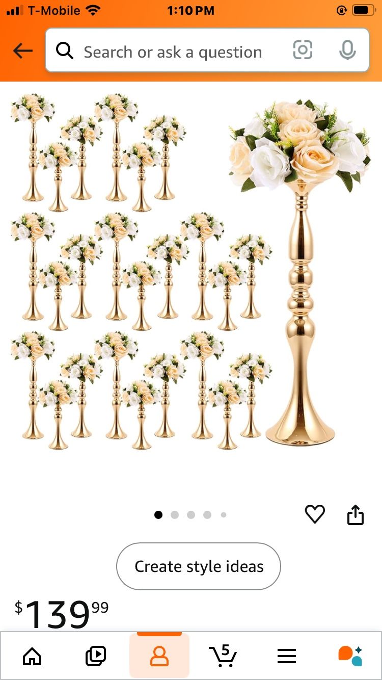 24 Pcs Metal Flower Arrangement Stand Wedding Flower Stand Gold Centerpieces for Table Tall Elegant