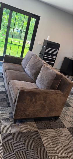 Brown Fabric 3-Seat Sofa