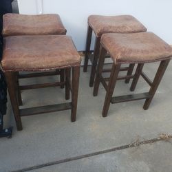 Wooden Stools With Leather Seats, $55 OBO