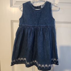 Sesame Street Jean Girls 4T Dress With White Stitching