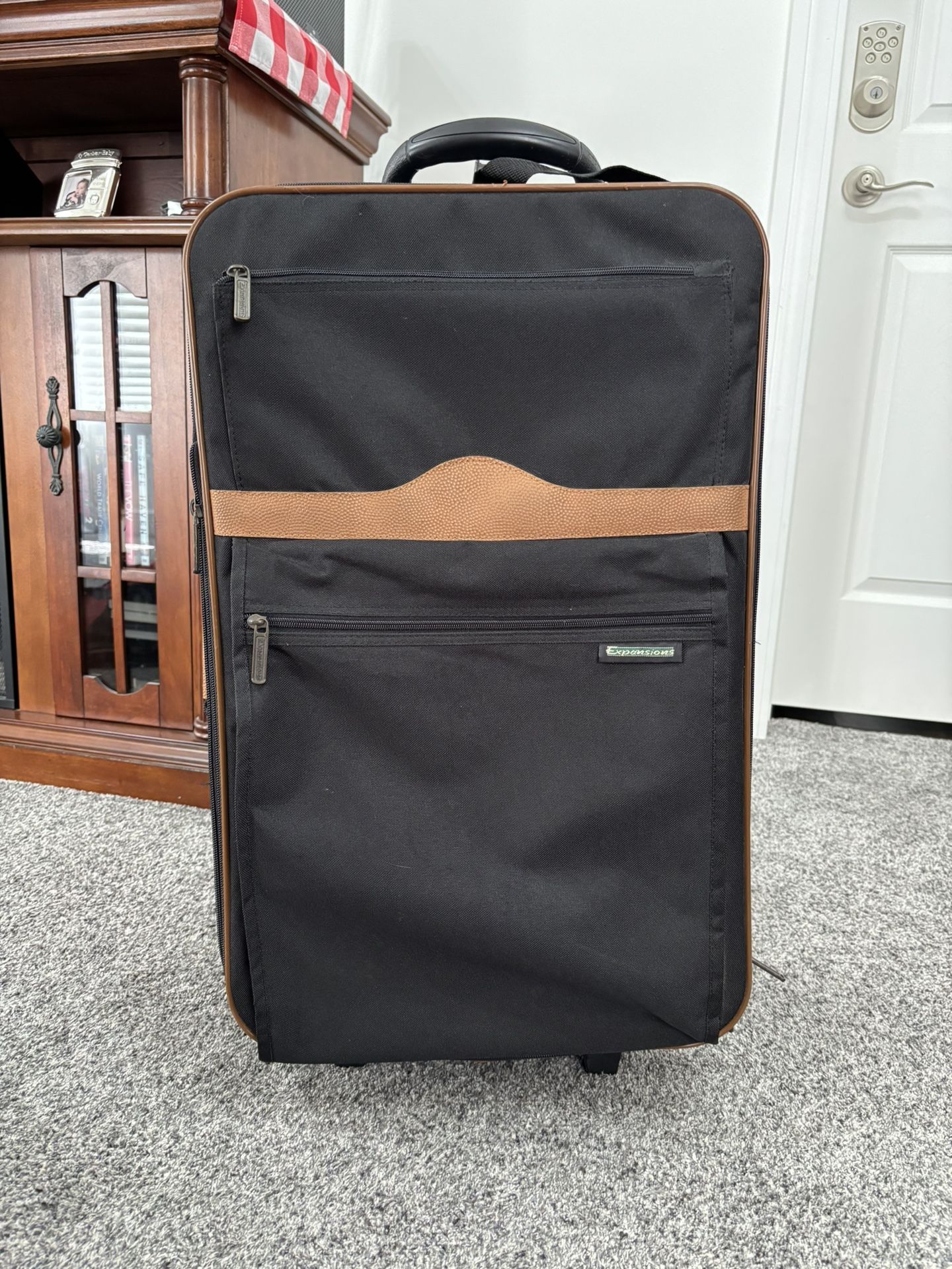 24” Black Expansions Luggage Suitcase With Glider Wheels