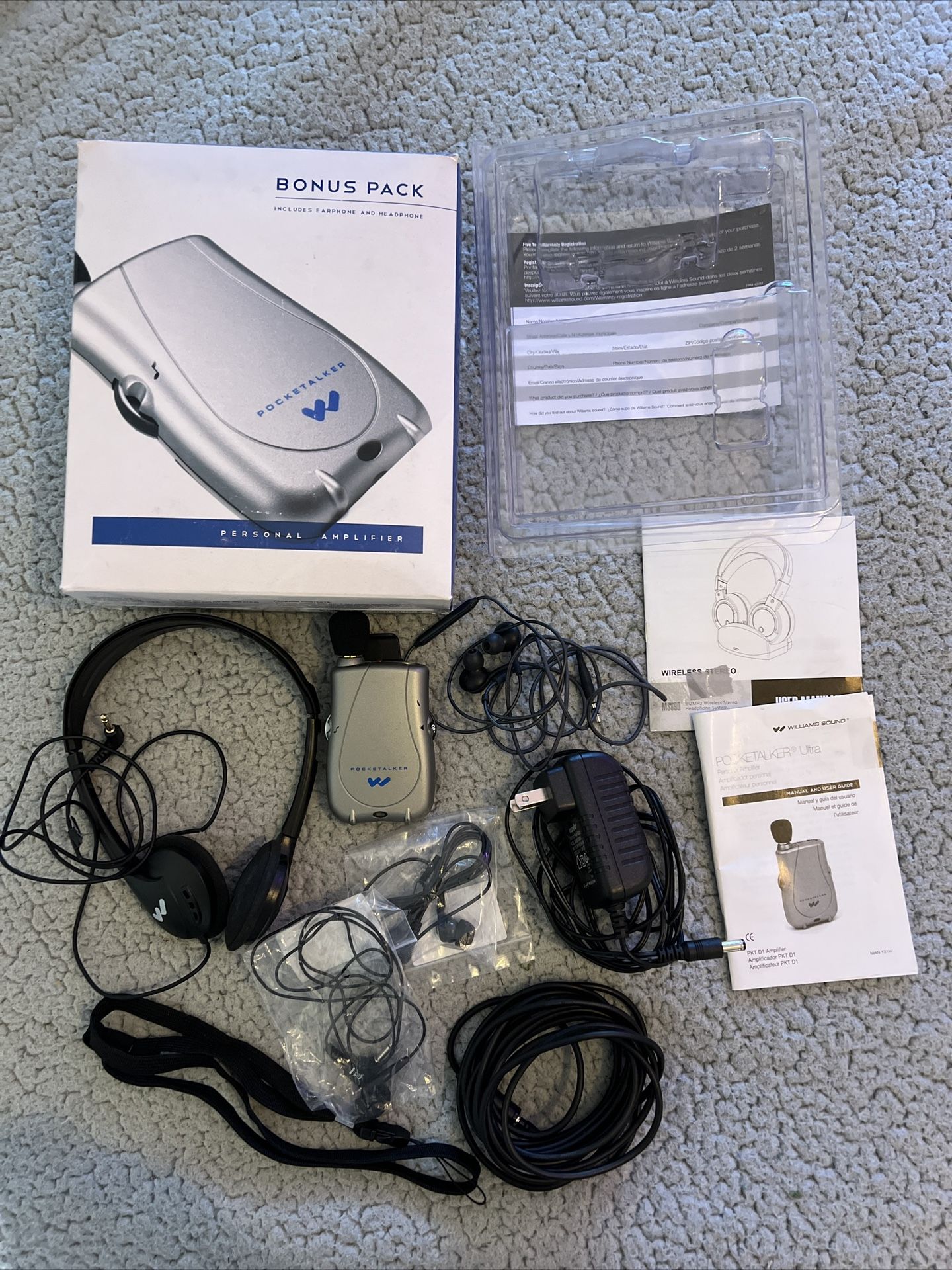 Williams Sound Pocketalker Ultra Bonus Pack Personal Sound Amplifier PKT-D1 EH