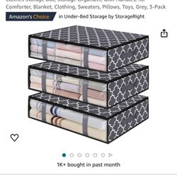 StorageRight Storage Bins, Under Bed Storage Containers, Foldable Clothes Storage Box, Storage Organizer, with Handles, for Comforter, Blanket, Clothi