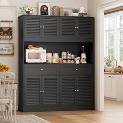 71“HX55“W Kitchen Hutch, Farmhouse Pantry Cabinet for Food Storage