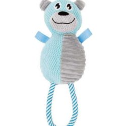 Pet Life Plush Huggabear Natural Jute And Squeak Chew Tugging Dog Toy