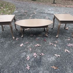 Coffee Table and 2 End Tables (brown wood)