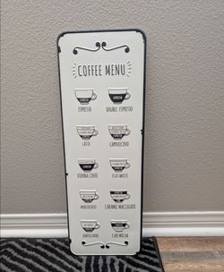 Embossed Metal Coffee Menu Wall Sign
