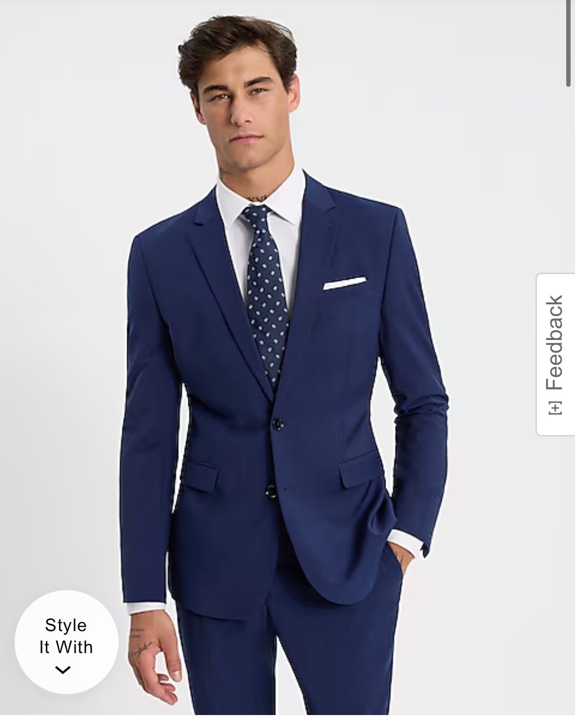 Slim Blue Wool-Blend Washable Modern Tech Suit From Express