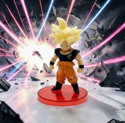 #D) Dragon Ball Z 2.5" Super Saiyan Son Goku Gold "Chibi" Gashapon Style Figure. This is a Dragon Ball Z Super Saiyan Son Goku 2.5" Mini Action Figure