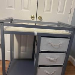 Diaper Changing Table with Pad, 3 Baskets