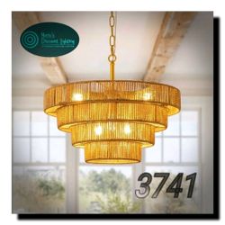 Monikessy Boho Rattan Chandelier 19.7" Boho Hand-Woven Rattan Chandelier Vintage