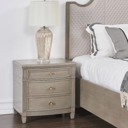 Jennifer Taylor Dauphin Grey Cashmere Gold Accent Freestanding End Table