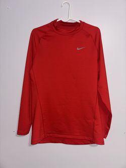 Nike Therma-Fit Shirt Large Men Red Black Long Sleeve Running Training Exercise 