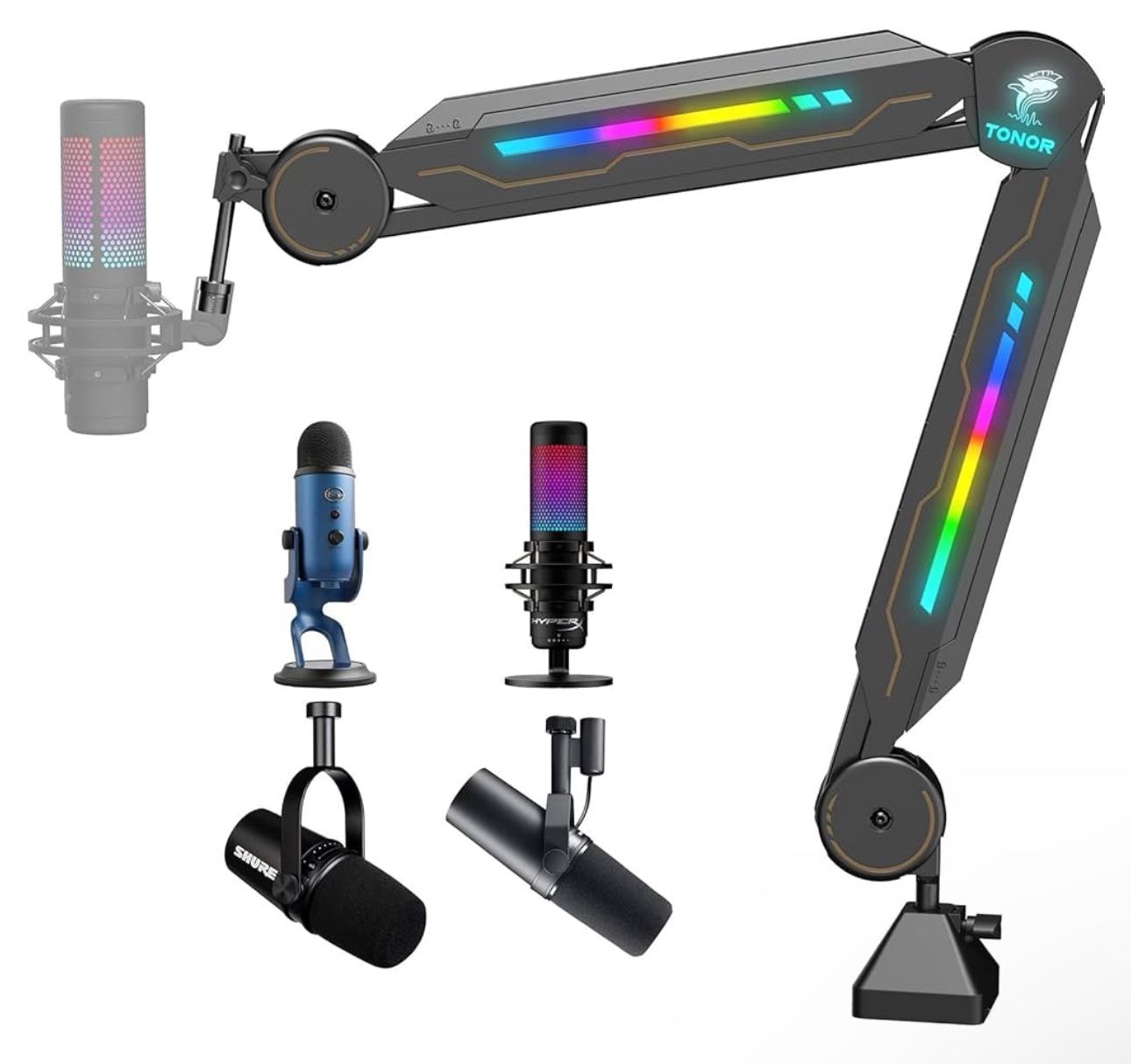TONOR Adjustable Mic Stand with RGB Light