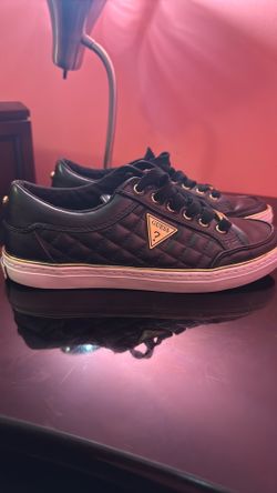 Guess Black Quilted Sneakers with Gold Accents