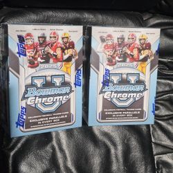 2025 Bowman Chrome University Football Cards!  2x Blaster Box Lot! New Factory Sealed! $45 For Both!