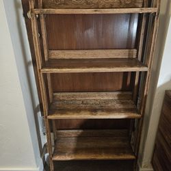 Distressed wooden shelving