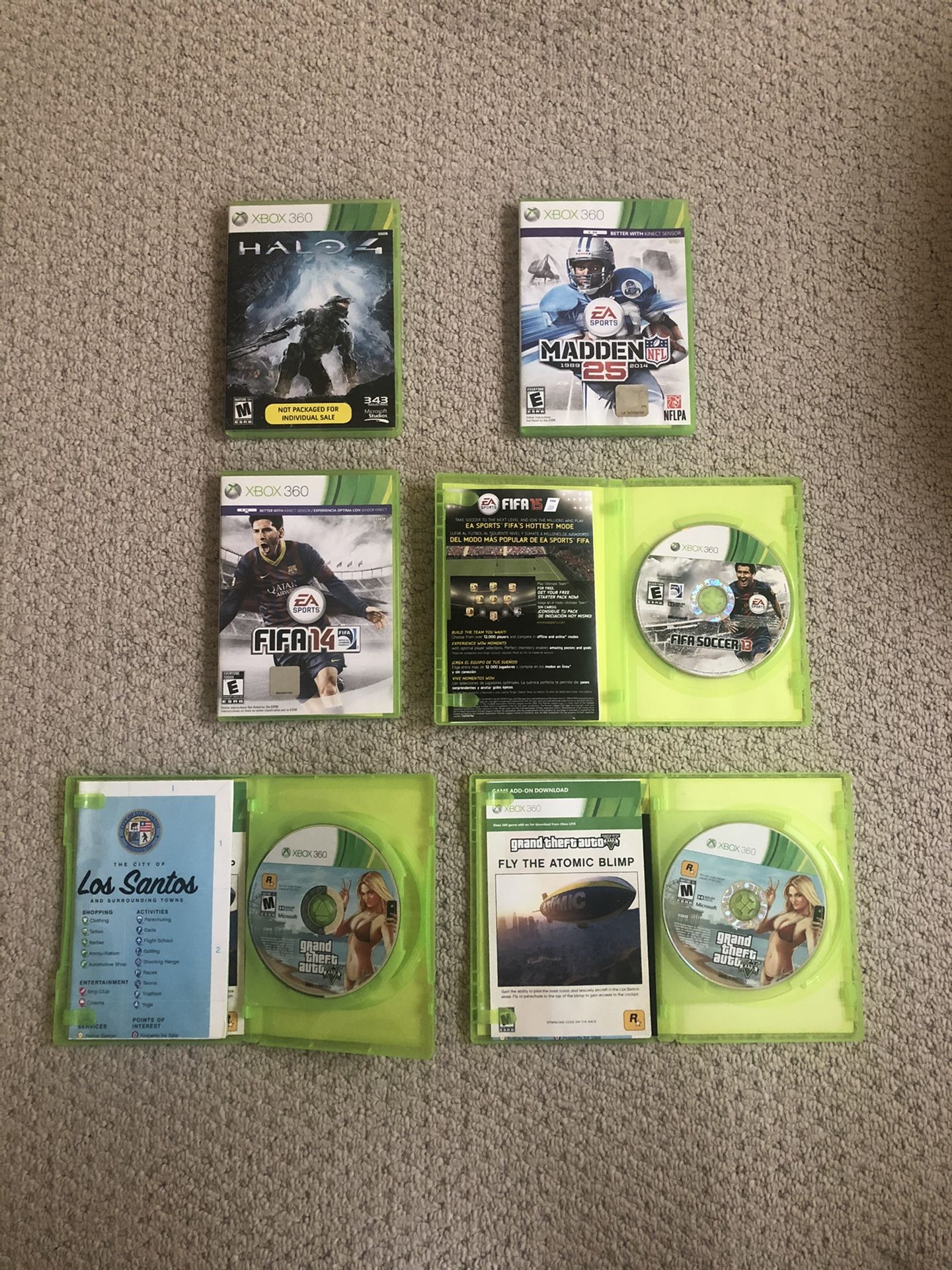 3 Xbox 360 Video Games Lot (GTA & HALO SOLD)