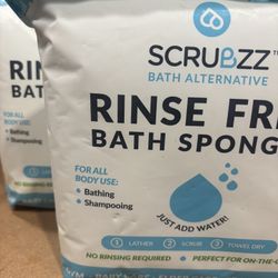 2 Packs Scrubzz Rinse-Free Bath Sponges – 25 ct each (50 total)