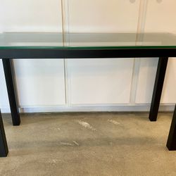Console Table: Black Metal With Glass Top