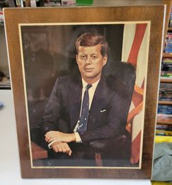 JFK wood lacquered print