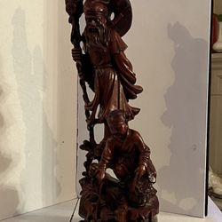 Statue Carved 26 Inches Chinese representing prosperity, happiness, and longevity