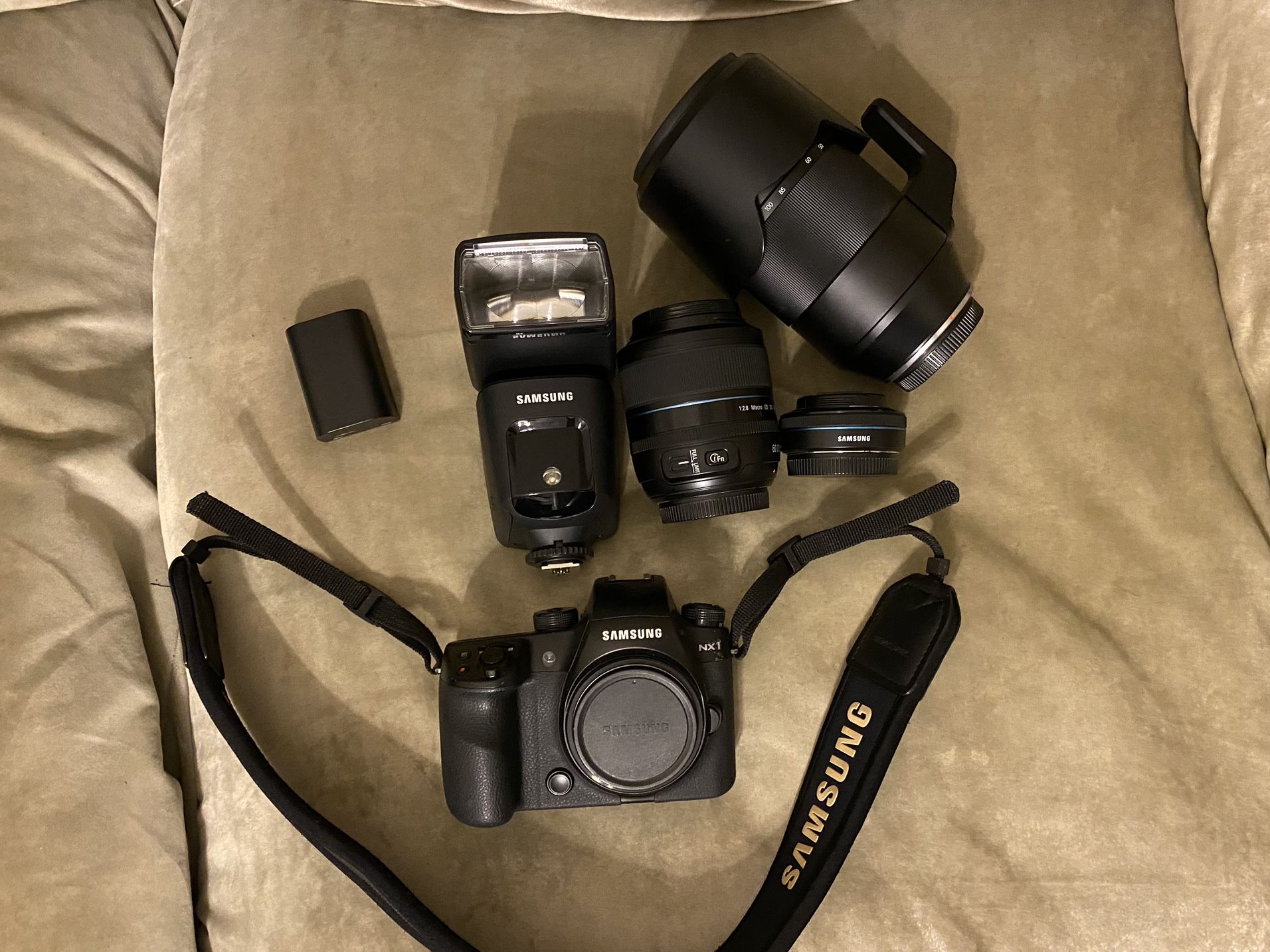 Samsung NX1 DSLR with various lenses