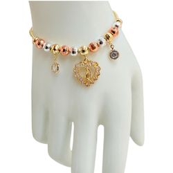 Virgin Mary Beaded Bracelet - Fashionable and Creative Design with Heart Charm, Suitable for Daily W