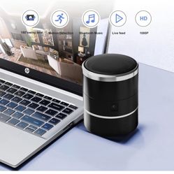 Spy Camera Hidden Camera Bluetooth Speaker with 32GB SD Card,WiFi 1080P Wireless Mini Hidden Nanny Cam Secret Spy Camera,180° Rotating Lens,Live Feed,