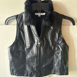 Girls Black Leather Vest
