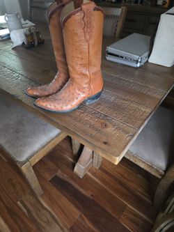 Ostrich hide cowboy boots