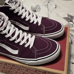 Vans Sk8-Hi - Men's 10.5 - Womans 12 - Shoes - Sneakers - Grape Wine True White - Like New With Box