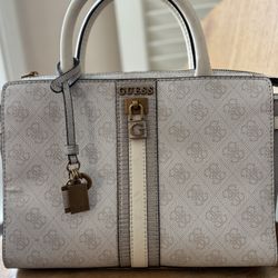 Guess Ginevra Logo Eilte Society Handbag Light grey