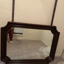 King size mahogany color heavy duty real wood bedroom set with brand new mattress/ 2nd item selling full size bed steel frame with mattress included