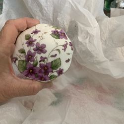 Lefton Trinket Dish With Violets 