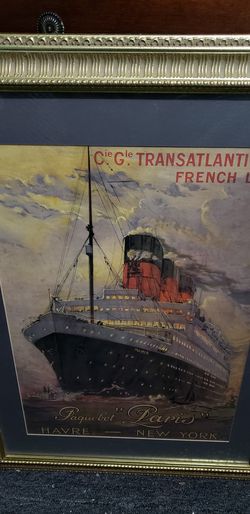 Framed Paquebot "Paris" Havre New York