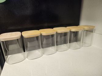 6-Piece Glass Food Storage Canister Set w/ Bamboo Lids