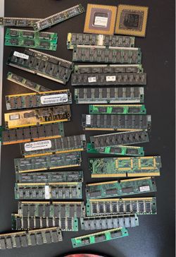 Scrap- Vintage Computer Memory Lot (72-pin SIMM, 168-pin DIMM, SO-DIMM) + Intel Pentium MMX CPU — Untested